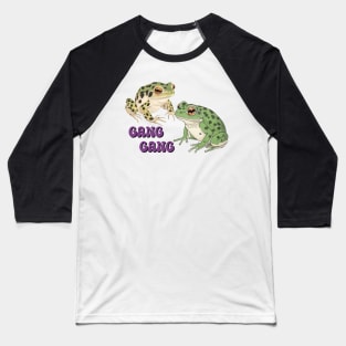 Gang Gang Frog Funny Cute Japanese Art Style Ukiyoe Meme Viral Baseball T-Shirt